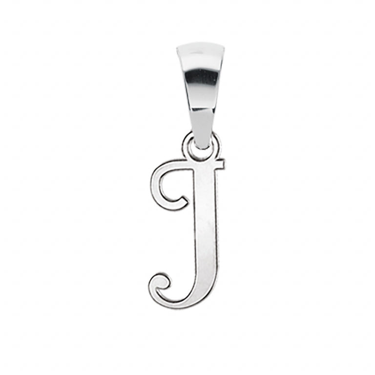 Pendentif initiale J petit modèle en argent 925 rhodié