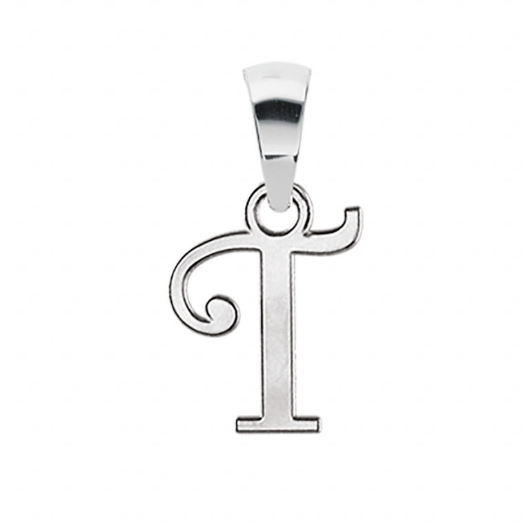 Pendentif initiale T petit modèle en Argent 925 Rhodié