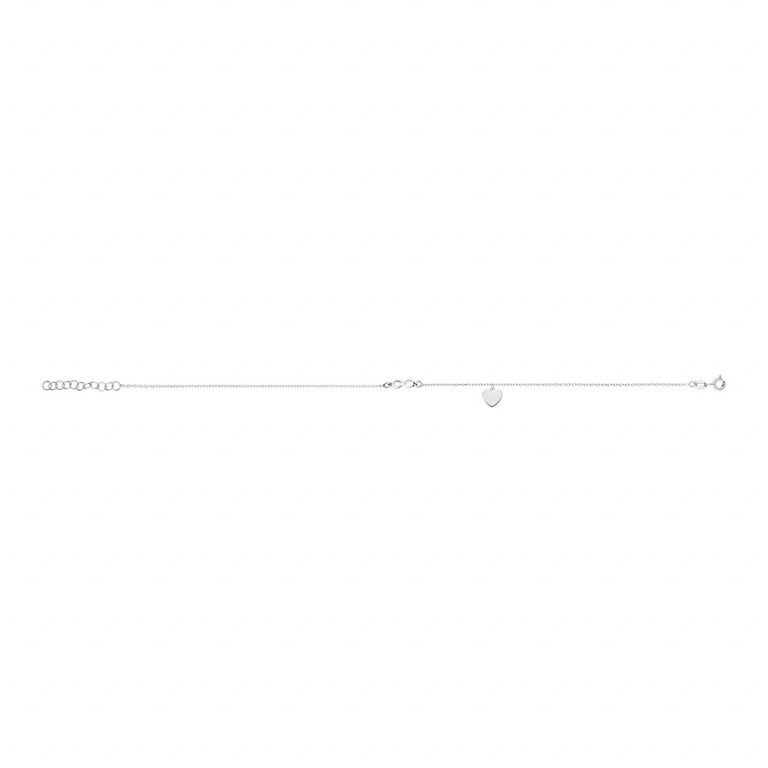 Chaîne de cheville cœur et infini en Argent 925 Rhodié