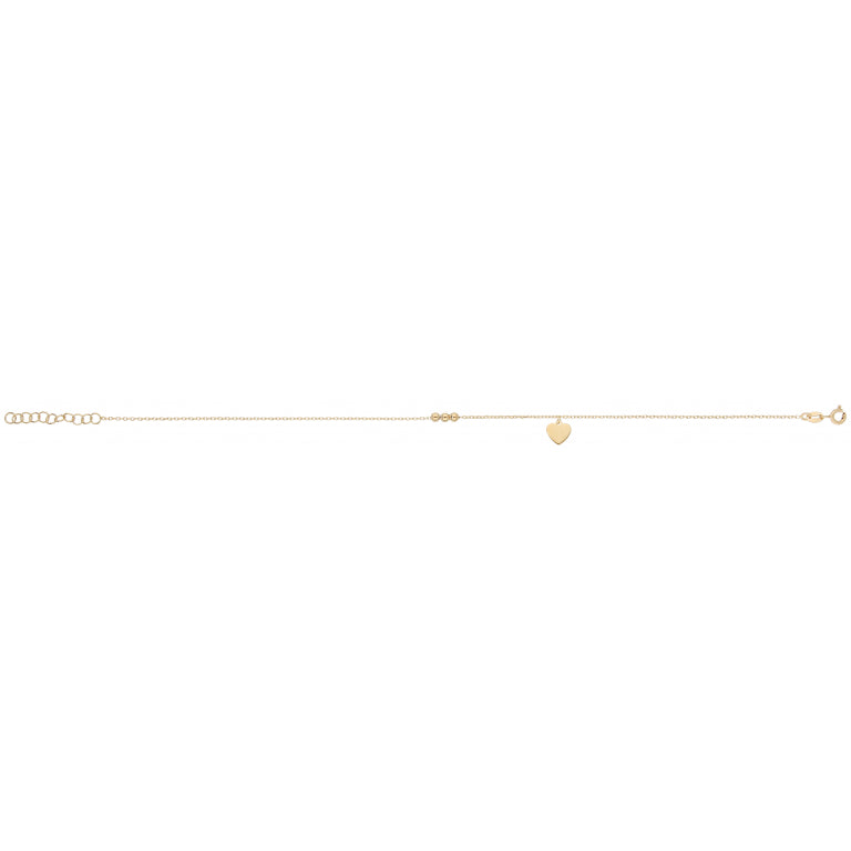 Chaîne de cheville argent 925 plaqué or avec motifs cœur et infini