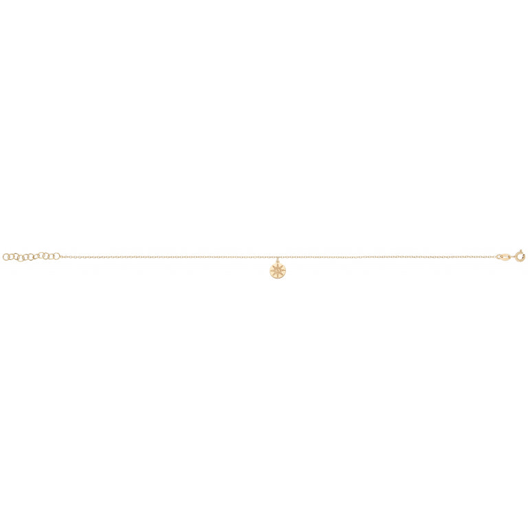 Chaîne de cheville argent 925 plaqué or motif pastille soleil Inca