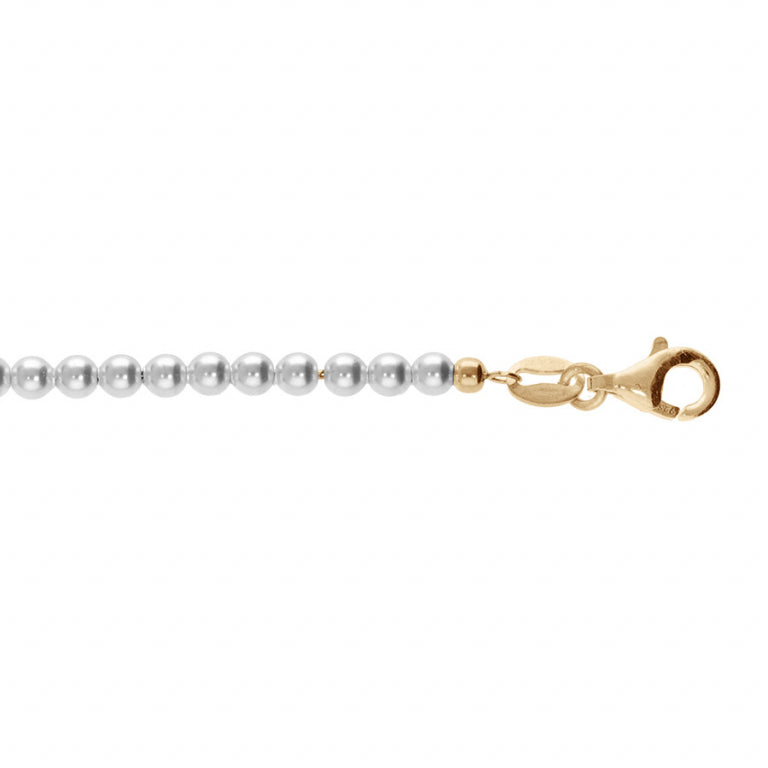 Chaîne de cheville perles blanches en argent 925 plaqué or