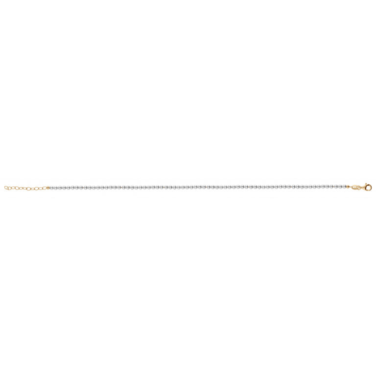 Chaîne de cheville argent 925 plaqué or perles blanches 3 mm