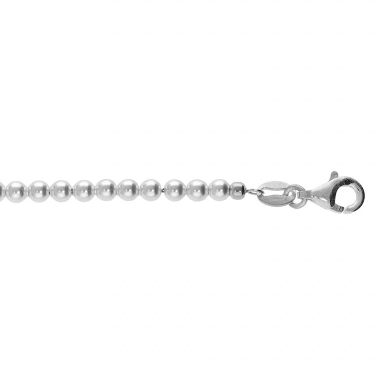 Chaîne de cheville perles blanches imitation en argent 925 rhodié
