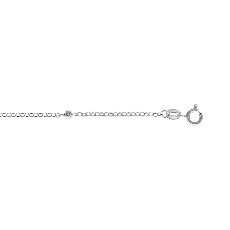 Chaîne de cheville boules diamantées en argent 925 rhodié