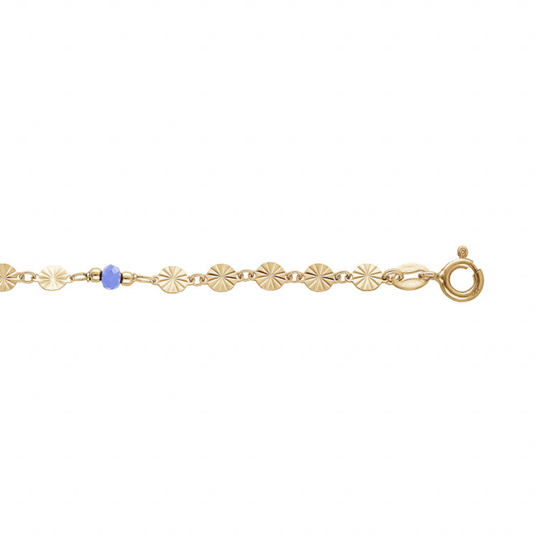 Chaîne de cheville pastilles diamantes en Argent 925 doré avec pierres synthétiques