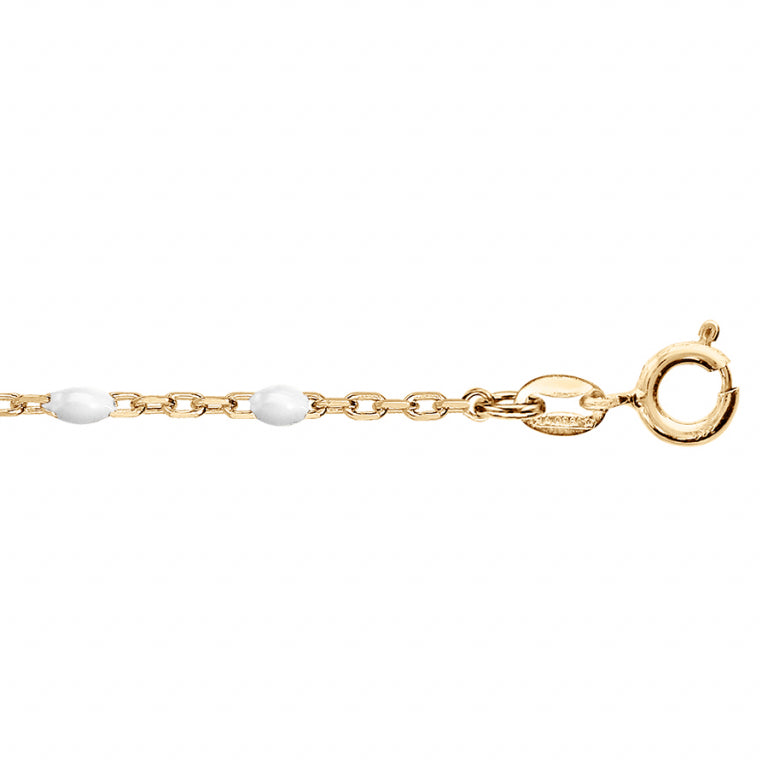 Chaîne de cheville olives en Argent 925 Plaqué Or avec résine blanche