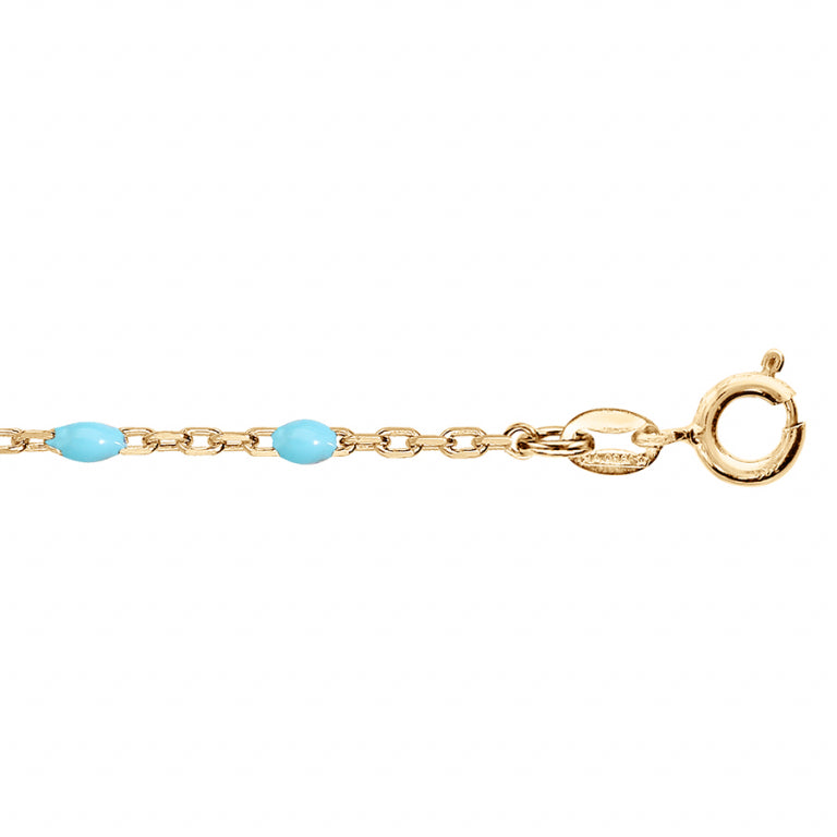 Chaîne de cheville olives résine turquoise imitation en Argent 925