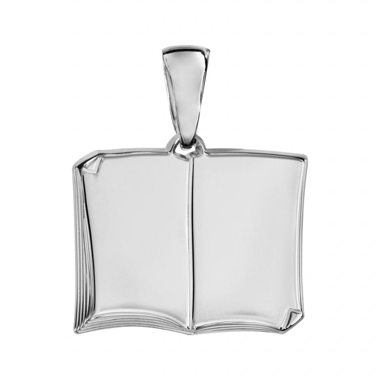 Pendentif à graver forme livre en argent 925 ouvert sur ses pages