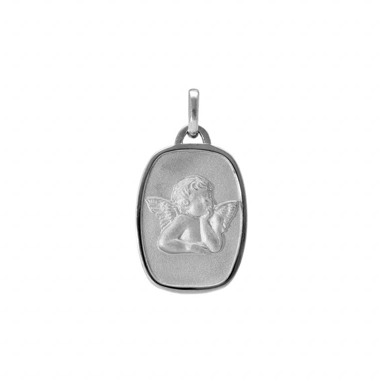 Pendentif rectangle ange en argent 925 rhodié