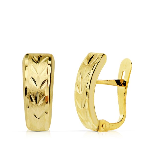 18K Yellow Gold Earrings 12X5 mm Butterfly Push Clasp