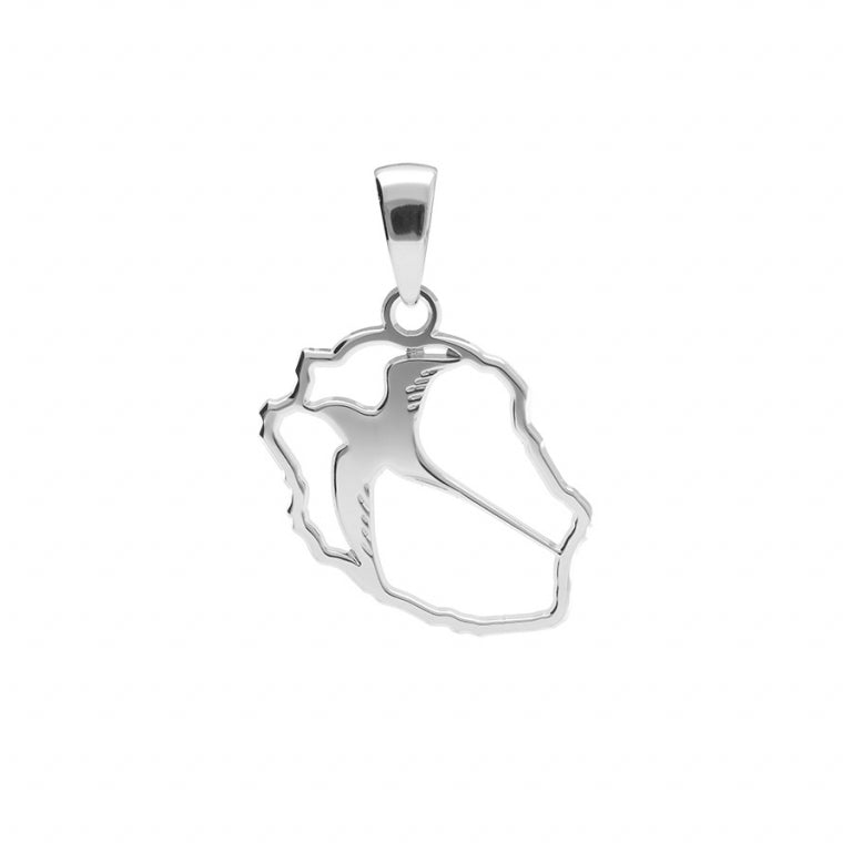 Pendentif carte Réunion avec oiseau en Argent 925 Rhodié