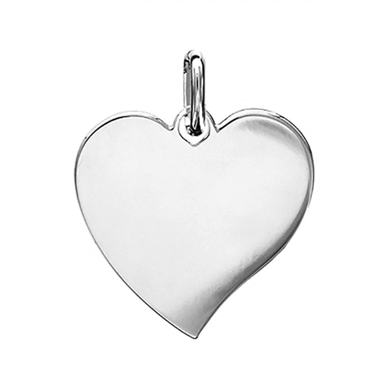 Pendentif à graver cœur petit modèle en argent 925 rhodié