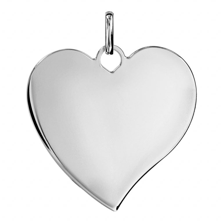 Pendentif coeur grand modèle en argent 925 rhodié