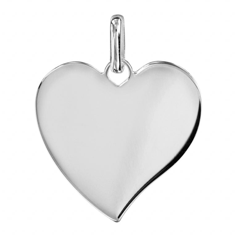 Pendentif à graver coeur moyen en Argent 925 Rhodié