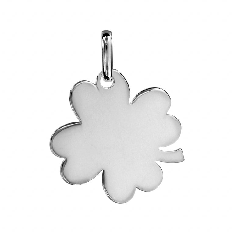 Pendentif à graver trèfle moyen en argent 925 rhodié