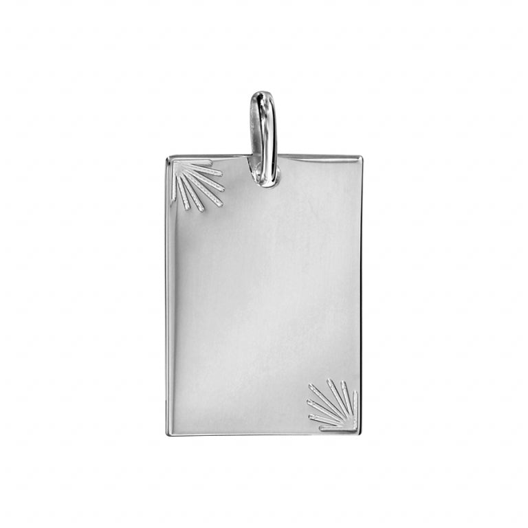 Pendentif plaque petit modèle diamantée en Argent 925 Rhodié