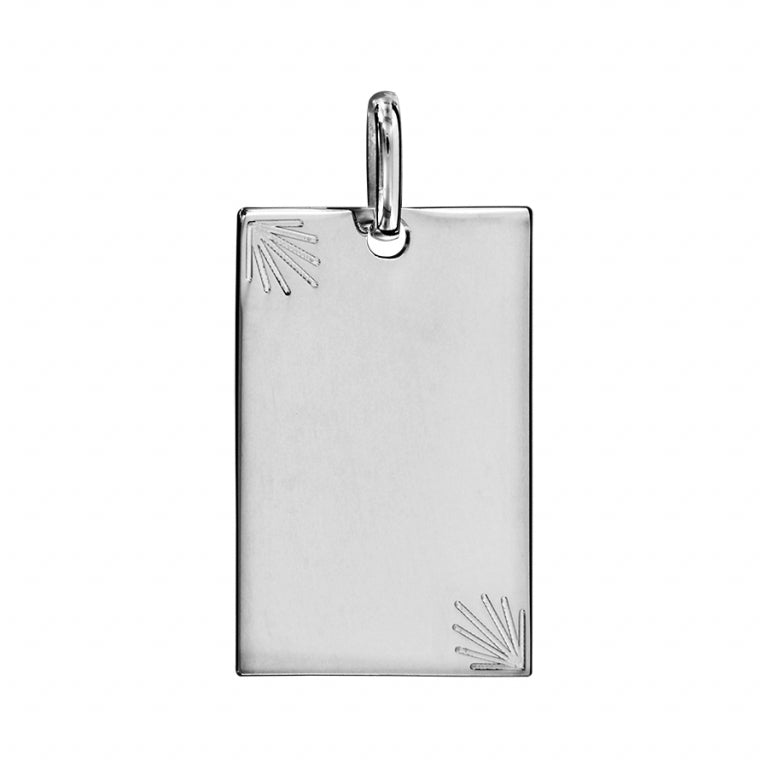 Pendentif plaque diamantée en argent 925 rhodié