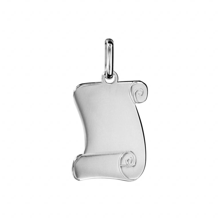 Pendentif parchemin petit modèle en argent 925 rhodié