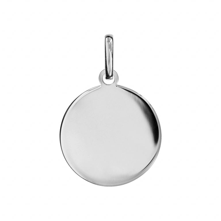 Pendentif rond moyen en argent 925 rhodié à graver