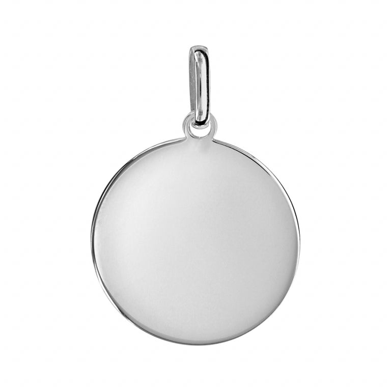 Pendentif à graver rond grand modèle en argent 925 rhodié