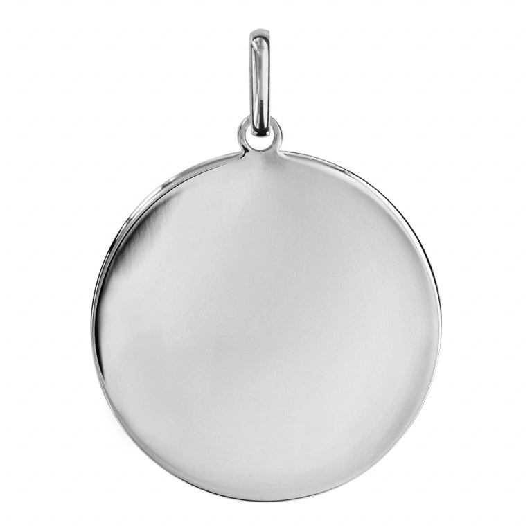 Pendentif rond très grand modèle en Argent 925 Rhodié