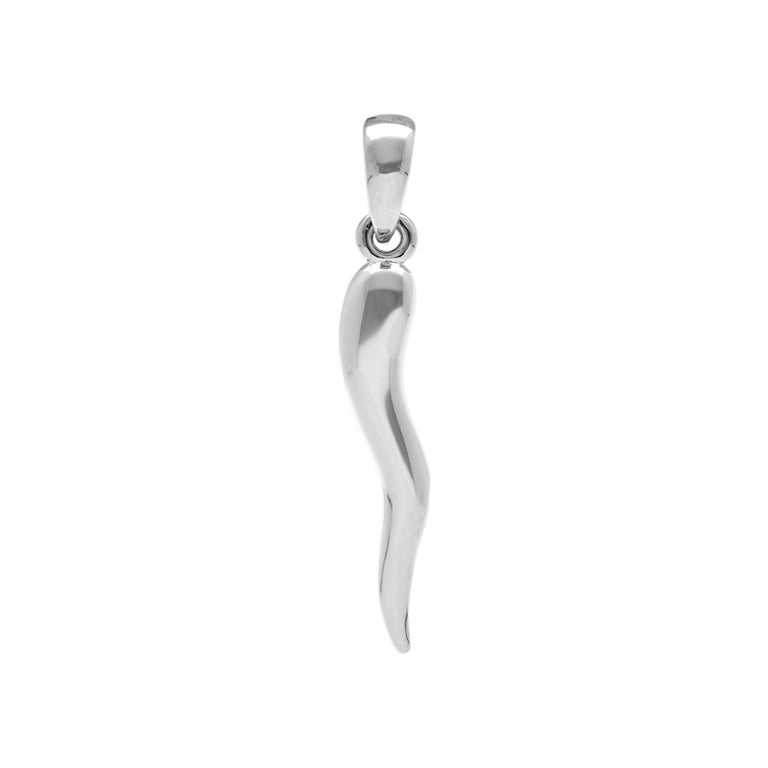 Pendentif corne design épuré en argent 925 rhodié