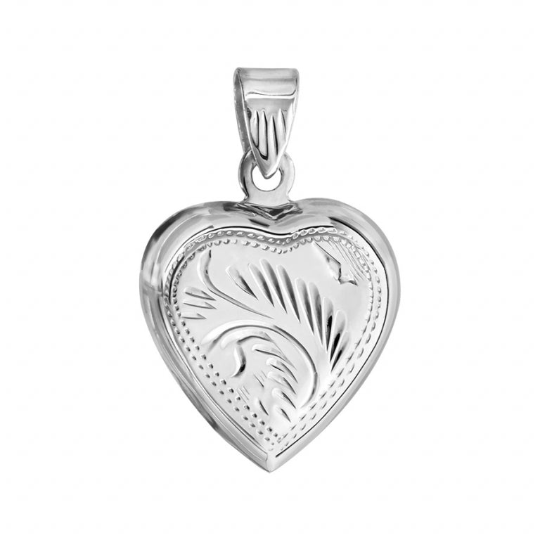 Pendentif mode motif cassolette en Argent 925 forme cœur recto verso