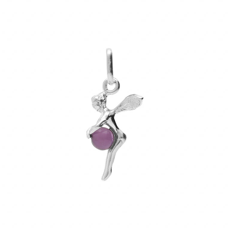 Pendentif mode elfe en argent 925 avec oxydes de zirconium violets