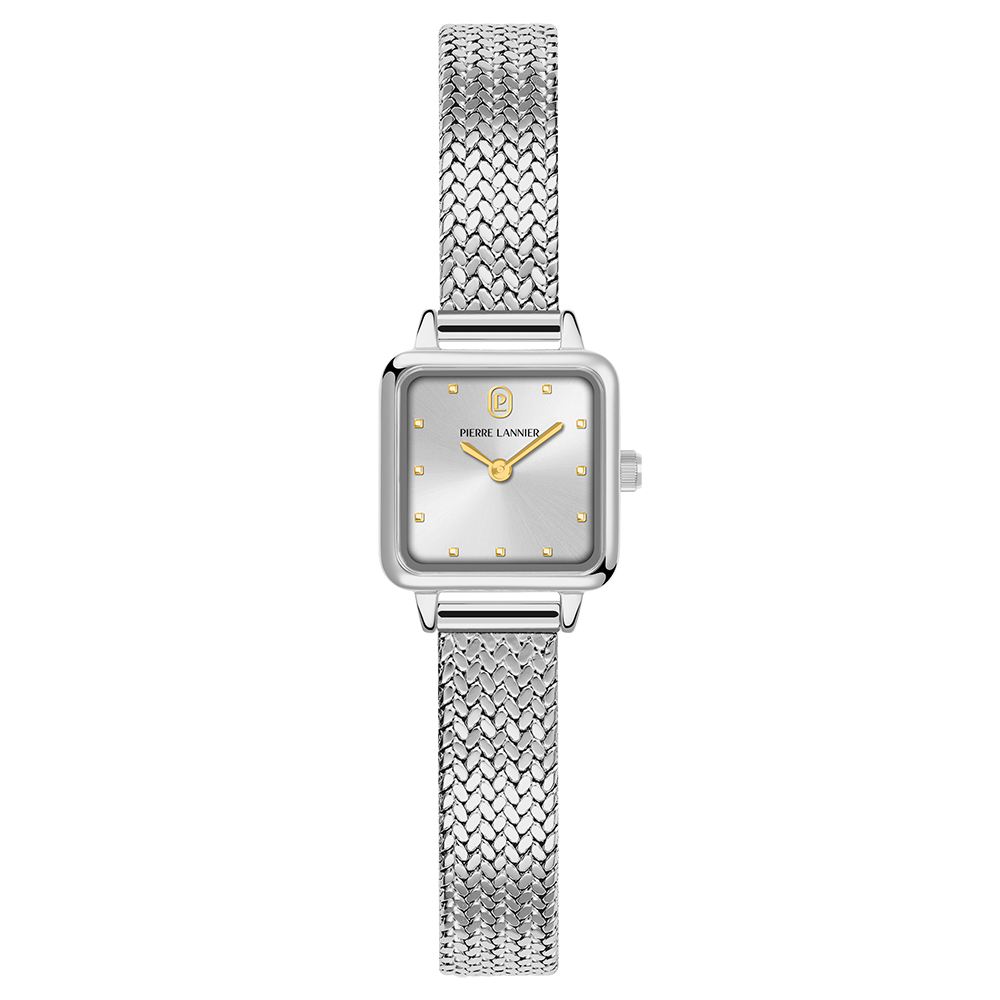 Montre femme Pierre Lannier NEORA 058J621 – cadran argenté bracelet acier milanais argenté – vue de face