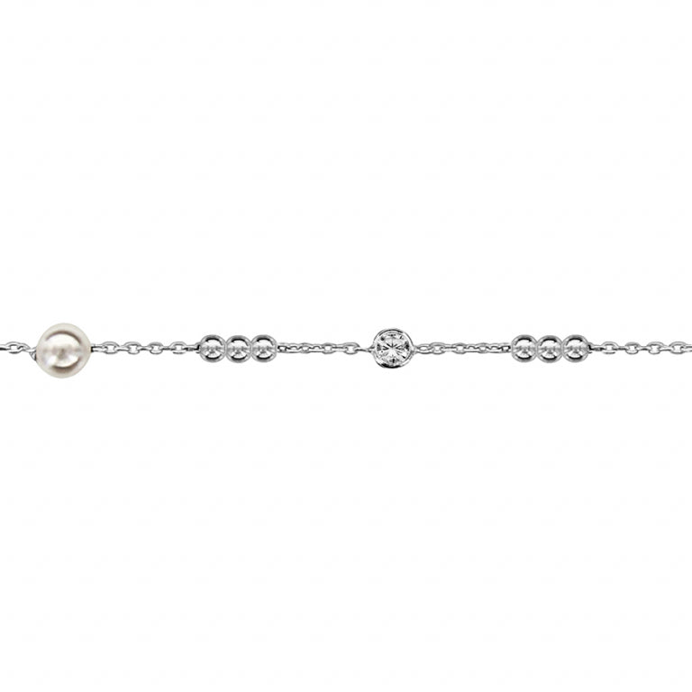 Chaîne de cheville boules perle synthétique en Argent 925 Rhodié