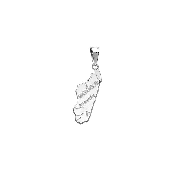 Pendentif carte Madagascar en Argent 925 Rhodié