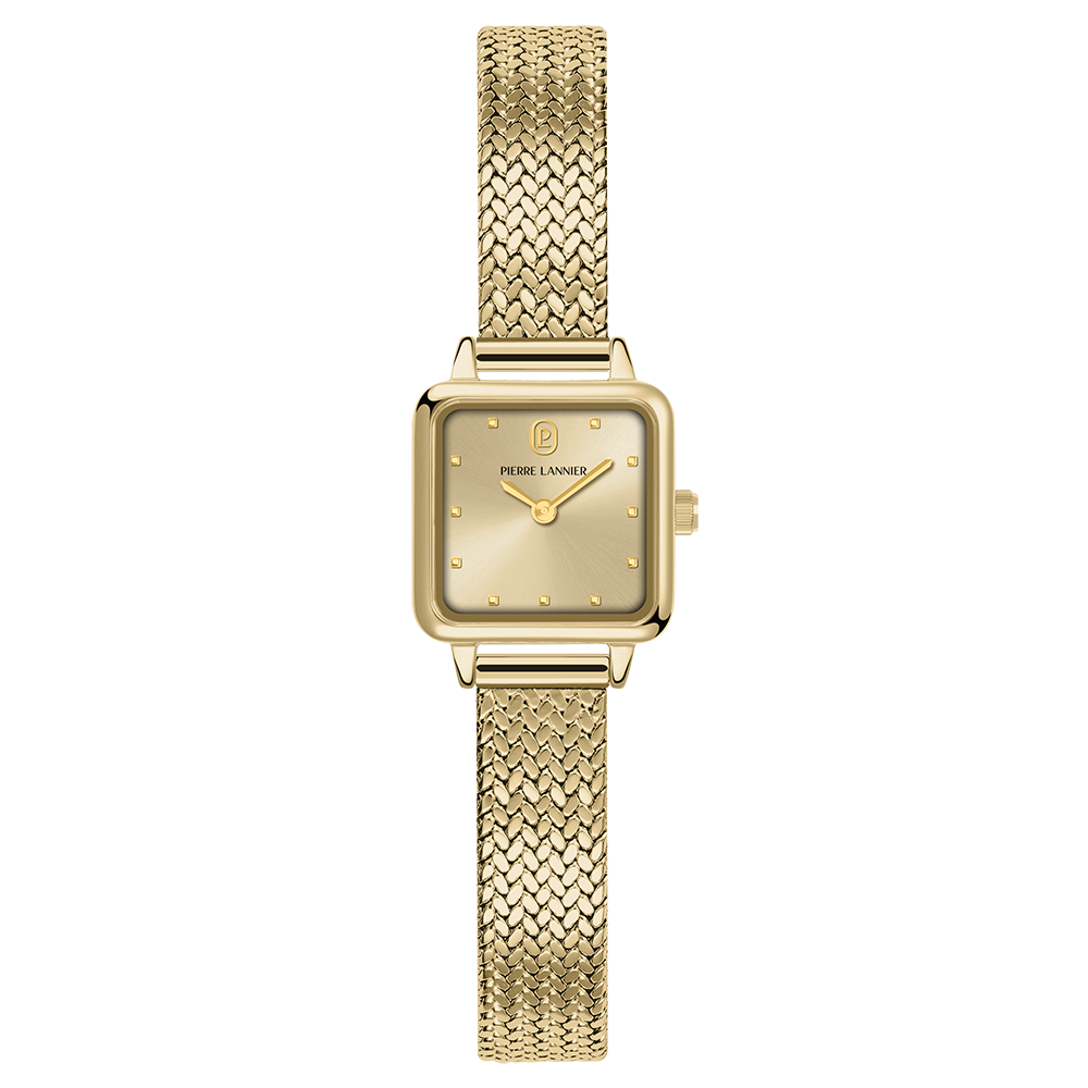 Montre femme Pierre Lannier NEORA 059H542 – cadran doré bracelet acier milanais doré – vue de face
