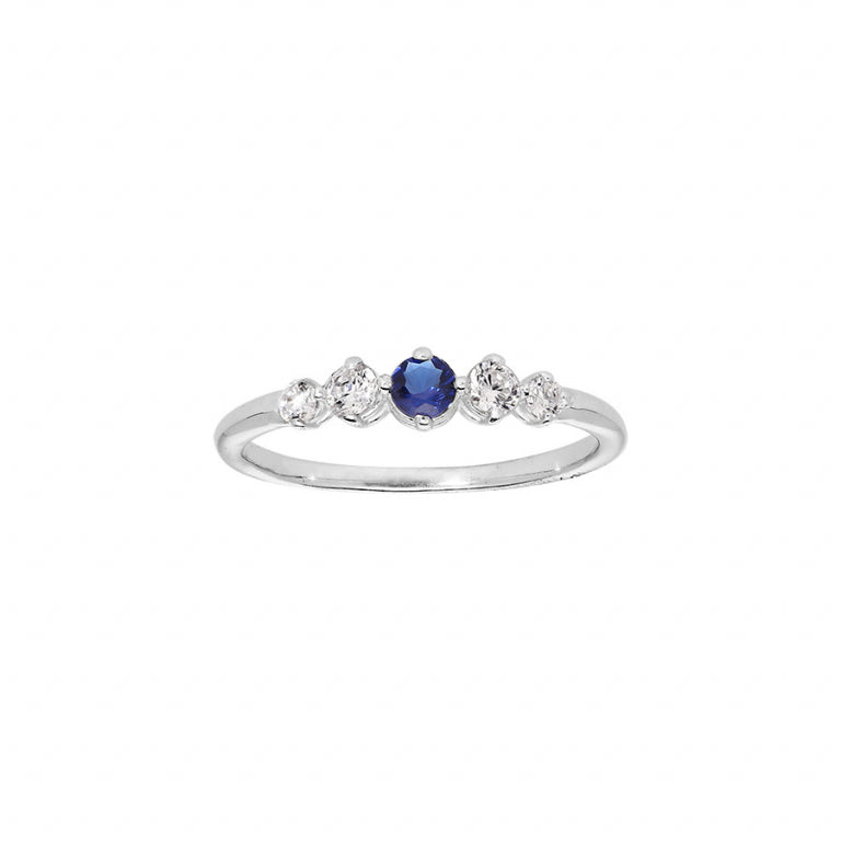 Bague oxydes blancs et bleu foncé en argent 925 rhodié