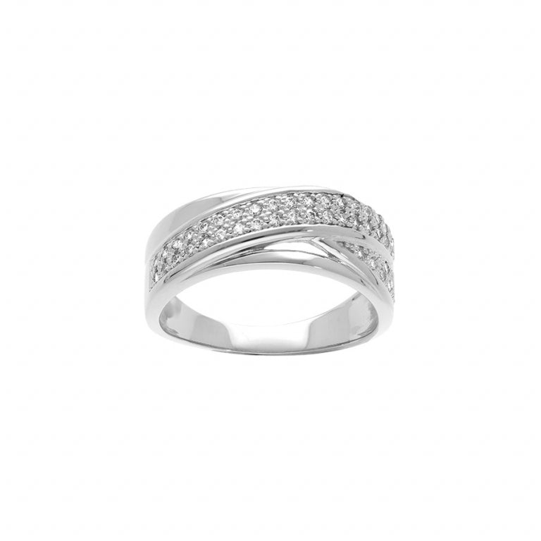 Korsring i 925 silver med vita zirkoniumoxider