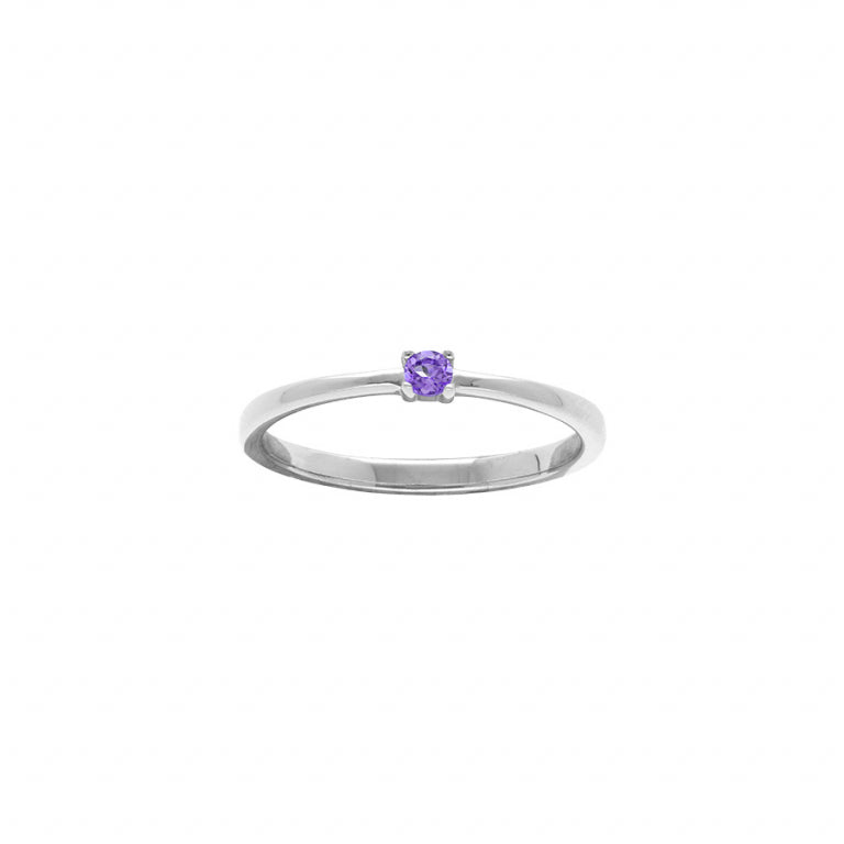 Anello ossido viola in argento 925 rodiato con vera pietra di ametista