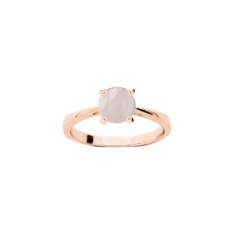 Anello al quarzo rosa da 6,5 ​​mm in argento 925