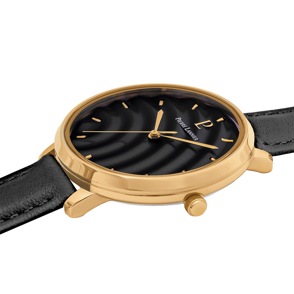 Montre femme Pierre Lannier BETTY 065L533 – cadran noir bracelet cuir noir – vue 2