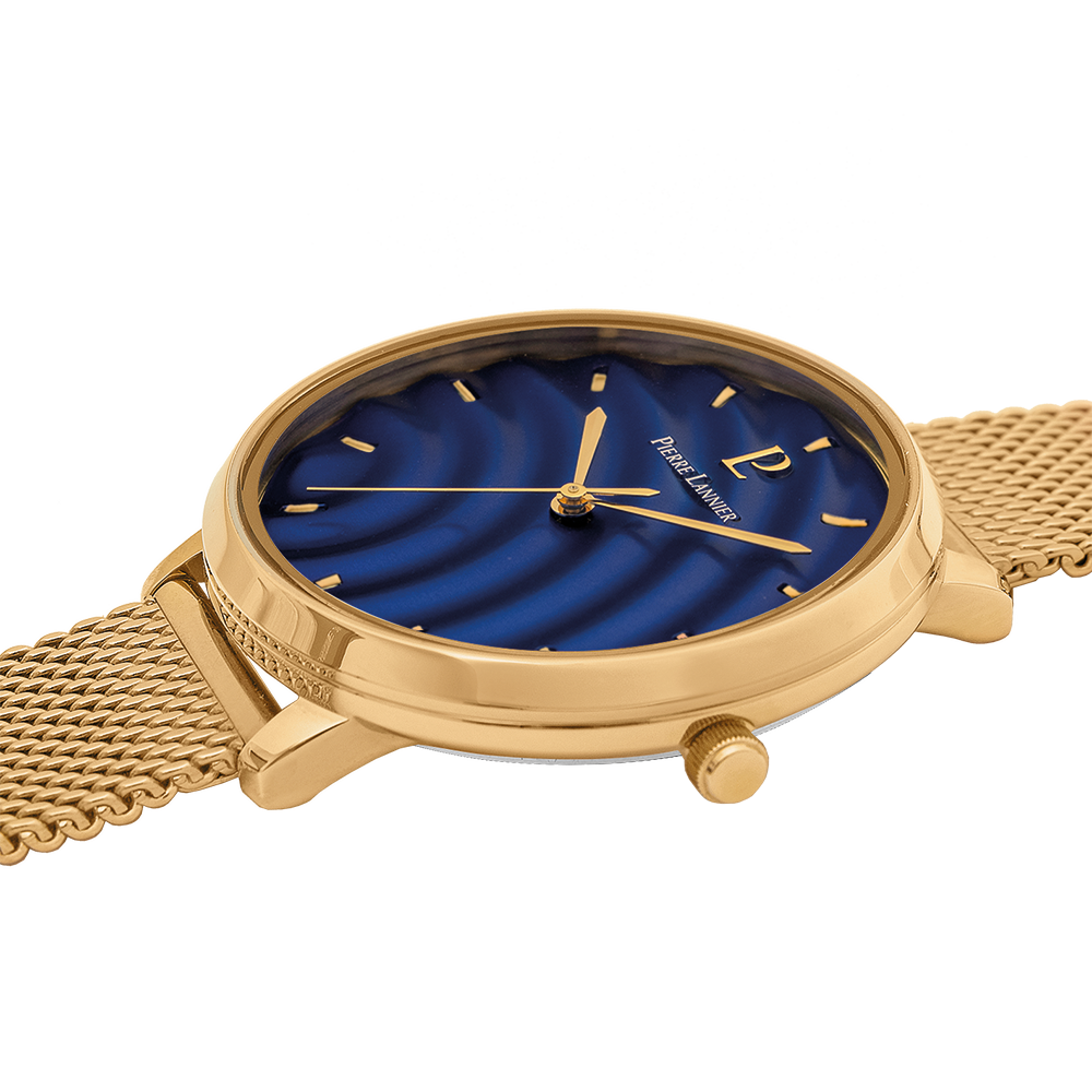 Montre femme Pierre Lannier BETTY 065L562 – cadran bleu bracelet acier milanais doré – vue 2