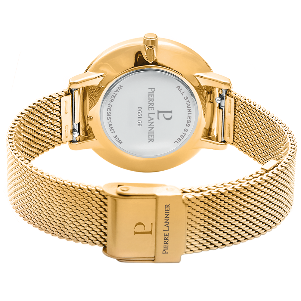 Montre femme Pierre Lannier BETTY 065L562 – cadran bleu bracelet acier milanais doré – vue 5