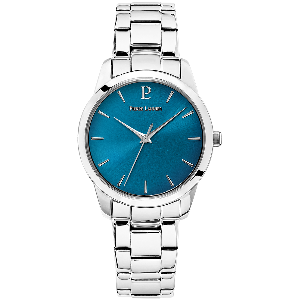 Montre femme Pierre Lannier ROXANE 066M661 – cadran bleu bracelet acier argenté – vue de face