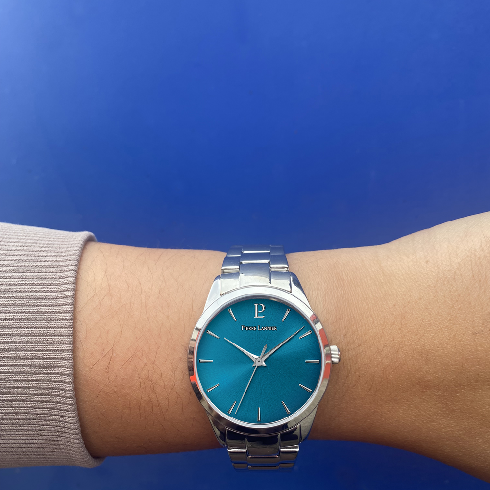 Montre femme Pierre Lannier ROXANE 066M661 – cadran bleu bracelet acier argenté – vue 2