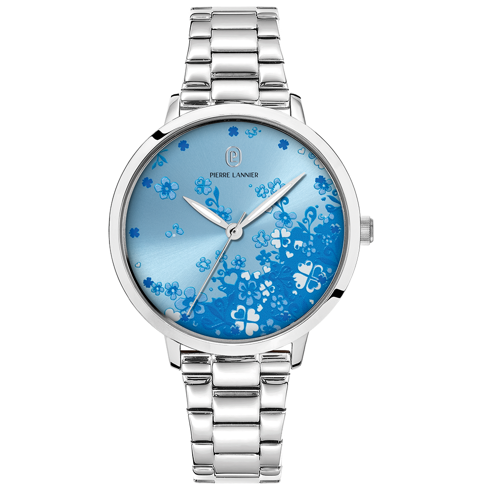 Montre femme Pierre Lannier TALLIA 069H661 – cadran bleu bracelet acier argenté – vue de face