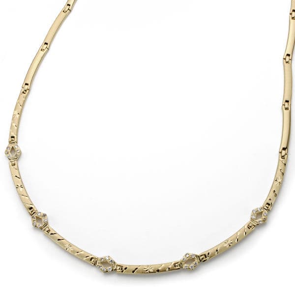 Colar em ouro amarelo 18K com zircões 45 cm largura 6 mm