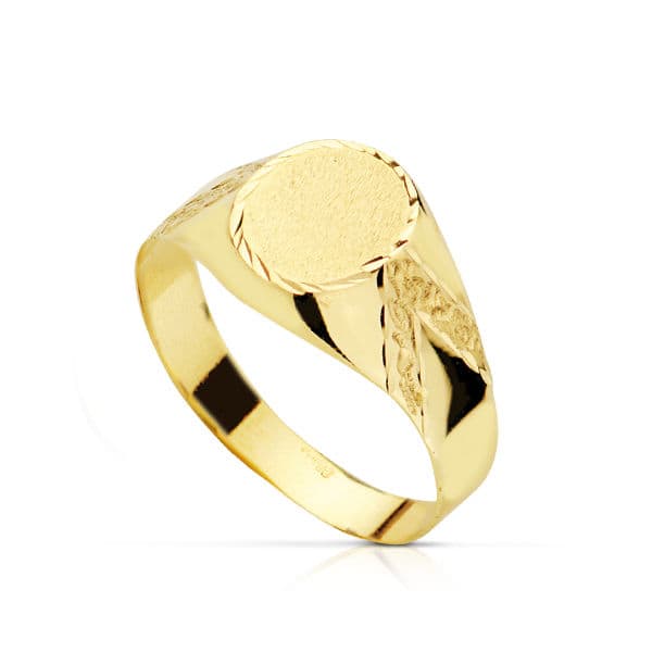 Anel de sinete de comunhão oval oco 18K