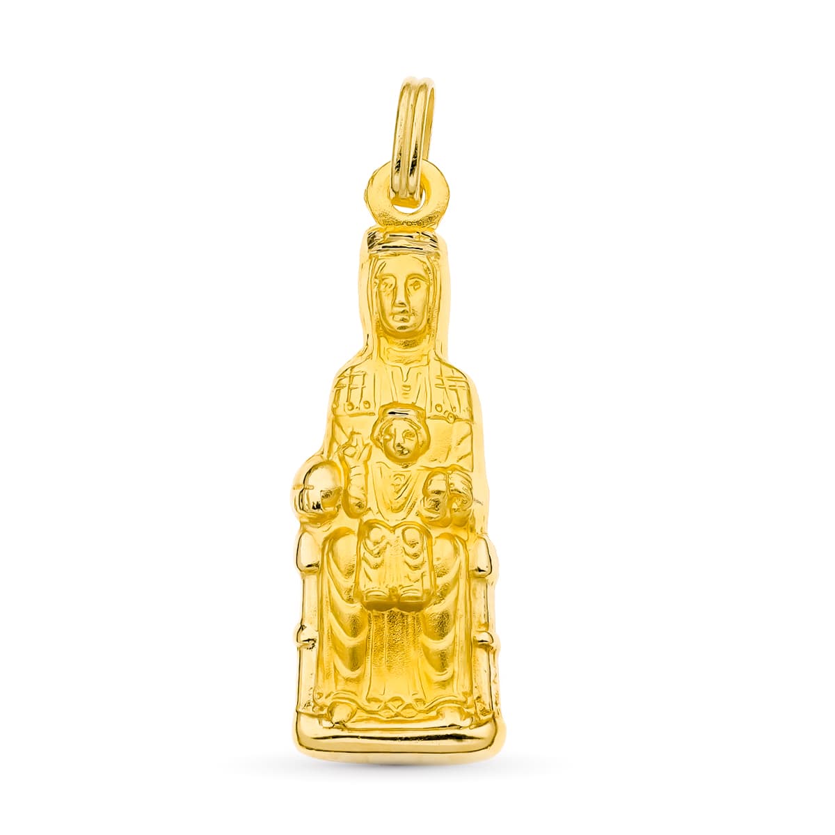 18K geelgouden silhouetmedaille Maagd van Monserrat 34X11 mm