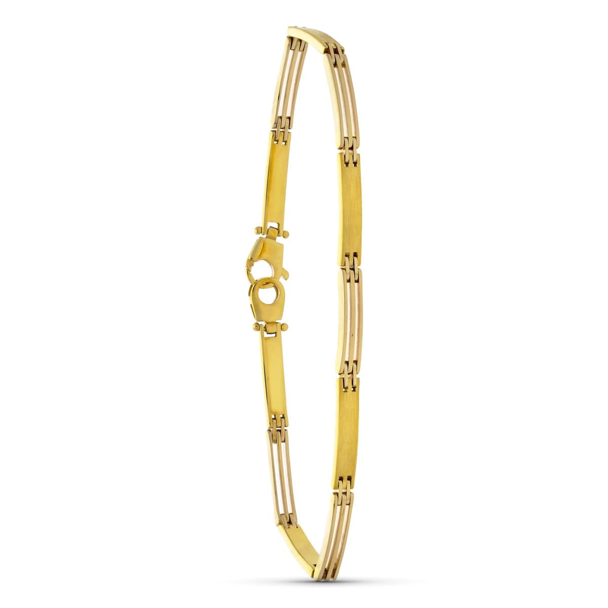 18K tofarget gullarmbånd matte stenger Lengde 19 cm Bredde 5 mm