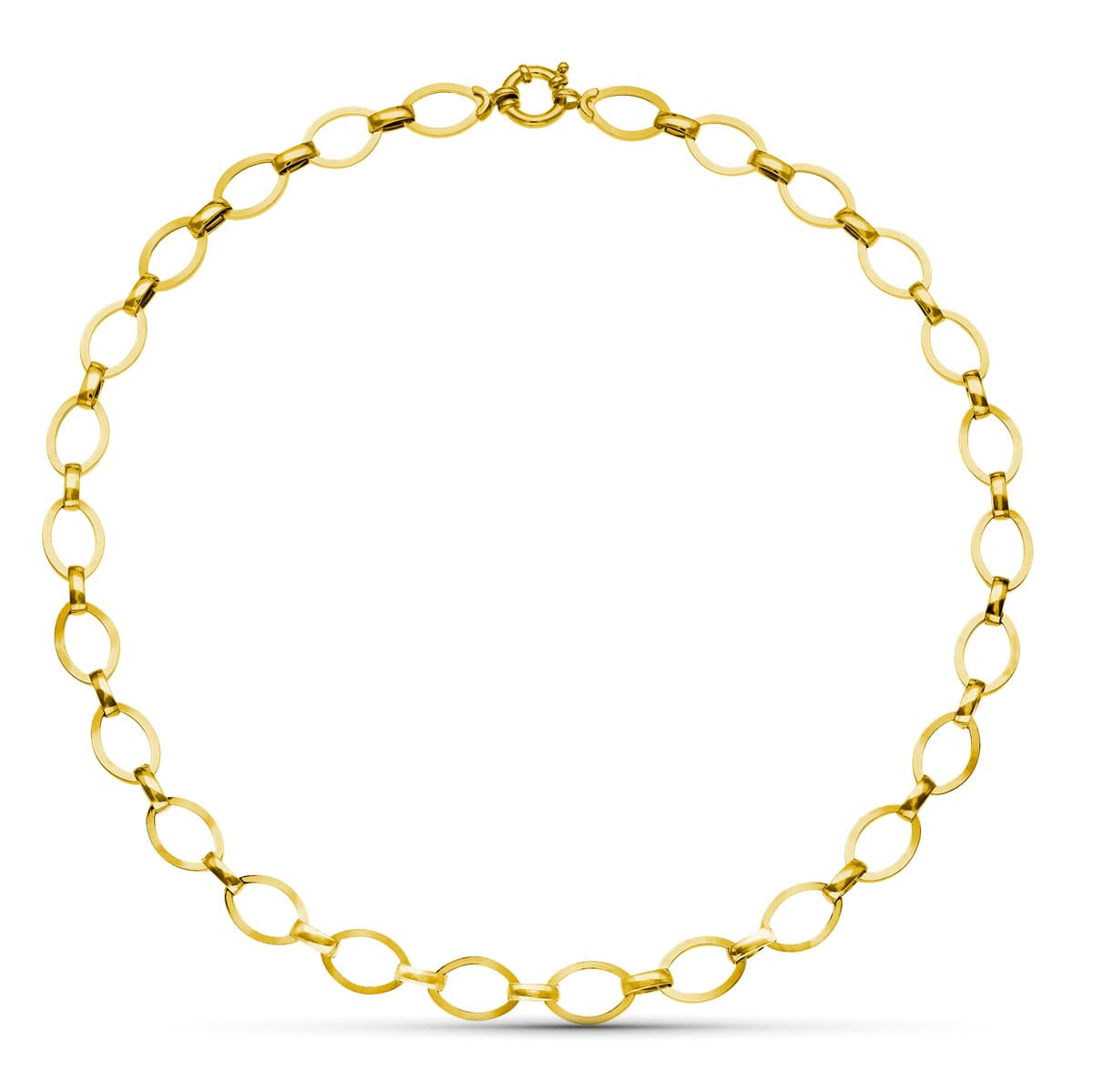 18K Collier Or Bicolore Maillons 8 mm 42 Cm