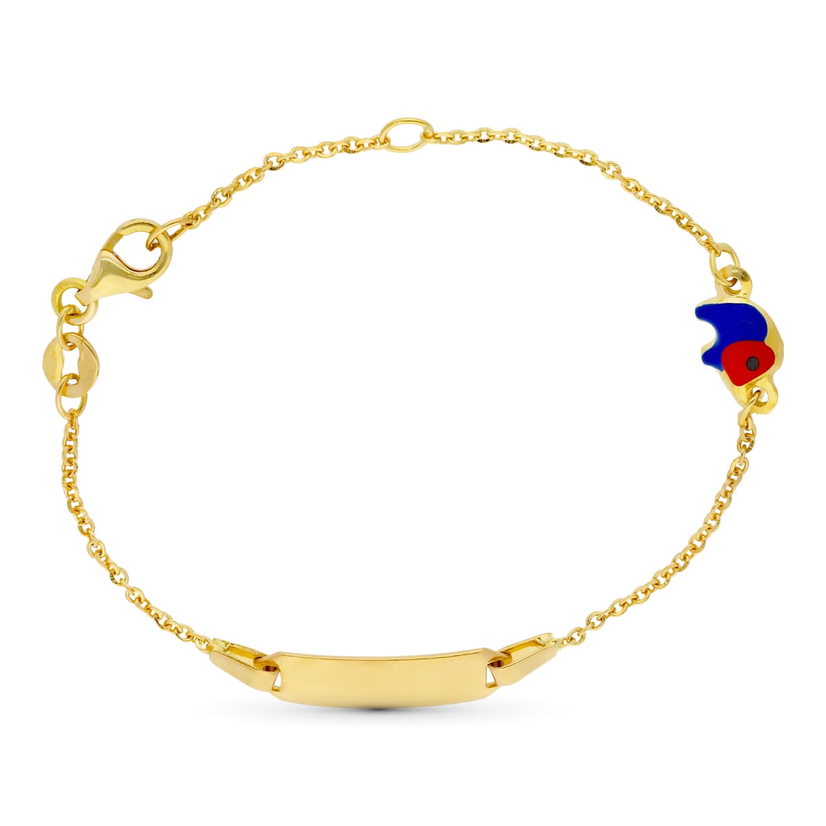 18 K gult guld Elephant Emalj Curb Chain 16 Cm