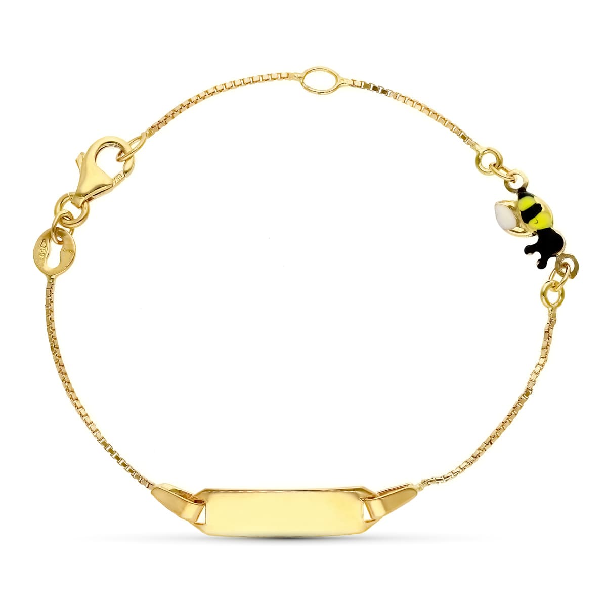 18K gul guld kantstenskæde Bee emalje 16 Cm
